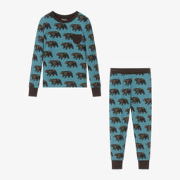 هاتلي-بيجاما فيسكوز بطبعة دببة لون أزرق | Childrensalon Outlet