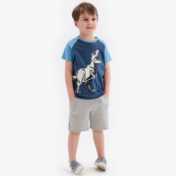 Hatley-Boys Blue Cotton Dinosaur T-Shirt | Childrensalon Outlet