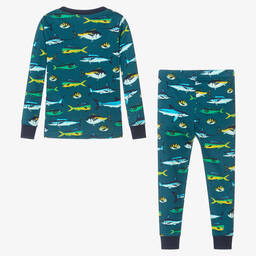 Little Blue House by Hatley-بيجاما قطن جيرسي لون أزرق تركواز للأولاد | Childrensalon Outlet