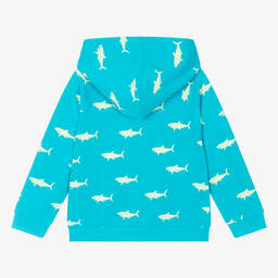 Hatley-Boys Blue Cotton Shark Zip-Up Hoodie | Childrensalon Outlet