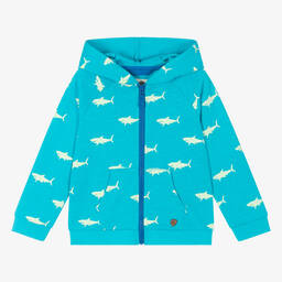 Hatley-Boys Blue Cotton Shark Zip-Up Hoodie | Childrensalon Outlet
