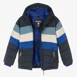 Hatley-Boys Blue Hooded Puffer Coat | Childrensalon Outlet