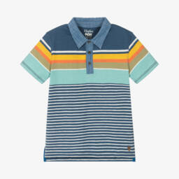 Hatley-Boys Blue Multi-Stripe Cotton Polo | Childrensalon Outlet