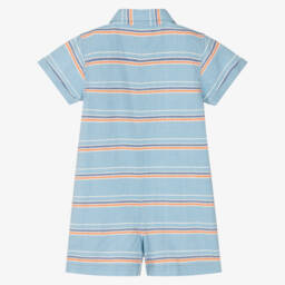 Hatley-Boys' Blue Oxford Stripe Romper | Childrensalon Outlet