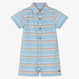 Hatley-Boys' Blue Oxford Stripe Romper | Childrensalon Outlet