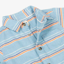 Hatley-Boys' Blue Oxford Stripe Romper | Childrensalon Outlet