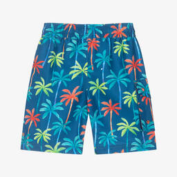 Hatley-Boys Blue Palm Tree Swim Shorts (UPF50+) | Childrensalon Outlet