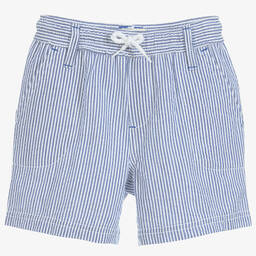 Hatley-Boys Blue Stripe Cotton Shorts | Childrensalon Outlet