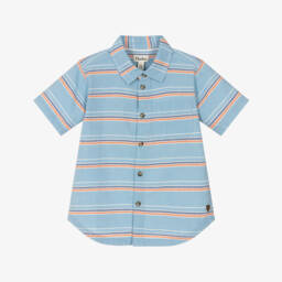 Hatley-Boys Blue Summer Stripe Cotton Shirt | Childrensalon Outlet