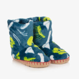 Hatley-Boys Cosy Blue Dino Slippers | Childrensalon Outlet