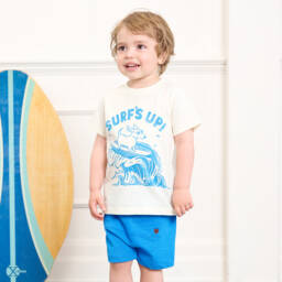 Hatley-Boys Cozy Blue Knit Shorts | Childrensalon Outlet