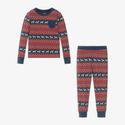 Hatley-بيجاما بنقشة الكريسمس لون أزرق وأحمر | Childrensalon Outlet