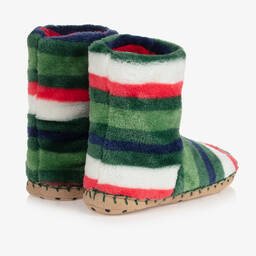 Hatley-Boys Green Striped Slippers  | Childrensalon Outlet