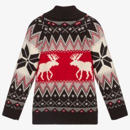 هاتلي-كارديغان قطن محبوك لون رمادي وأحمر للأولاد | Childrensalon Outlet