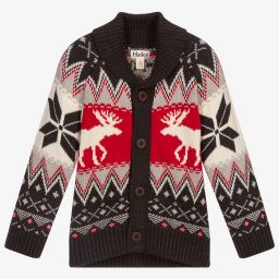 هاتلي-كارديغان قطن محبوك لون رمادي وأحمر للأولاد | Childrensalon Outlet