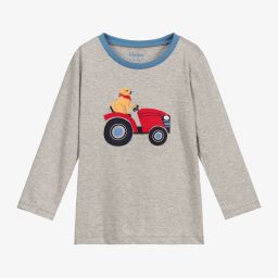Hatley-Boys Grey Tractor Cotton Top | Childrensalon Outlet