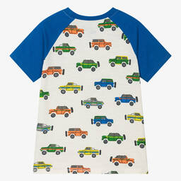 Hatley-Boys Ivory & Blue Cotton Car T-Shirt | Childrensalon Outlet