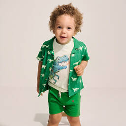 Hatley-Boys Ivory Cotton T-Rex T-Shirt | Childrensalon Outlet