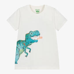 Hatley-Boys Ivory Cotton T-Rex T-Shirt | Childrensalon Outlet
