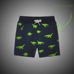 Hatley-Boys Navy Blue Cotton Dino Glow Shorts | Childrensalon Outlet