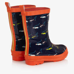 هاتلي-Boys Navy Blue Shark Rain Boots | Childrensalon Outlet