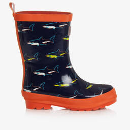 هاتلي-Boys Navy Blue Shark Rain Boots | Childrensalon Outlet