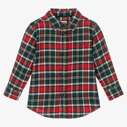 Hatley-Boys Red & Green Cotton Checked Shirt | Childrensalon Outlet