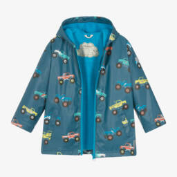 Hatley-Boys Teal Truck Rain Jacket | Childrensalon Outlet