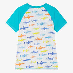Hatley-Boys White Cotton Shark T-Shirt  | Childrensalon Outlet