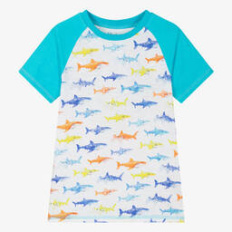 Hatley-Boys White Cotton Shark T-Shirt  | Childrensalon Outlet