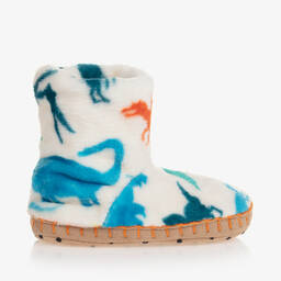 Hatley-Boys White Real Dinos Slippers | Childrensalon Outlet