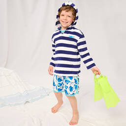 Hatley-Boys White Swim Shorts (UPF50+) | Childrensalon Outlet