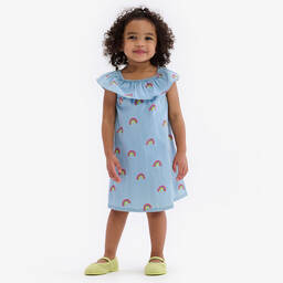 Hatley-Girls Blue Cotton Rainbow Dress | Childrensalon Outlet