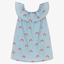 Hatley-Girls Blue Cotton Rainbow Dress | Childrensalon Outlet
