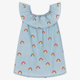 Hatley-Girls Blue Cotton Rainbow Dress | Childrensalon Outlet