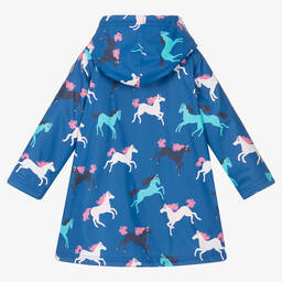 Hatley-Girls Blue Horses Raincoat | Childrensalon Outlet