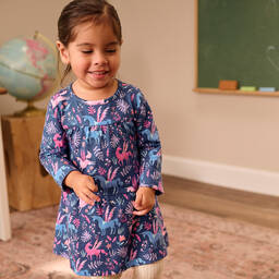 Hatley-Girls Blue & Pink Cotton Dress | Childrensalon Outlet