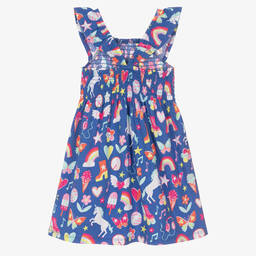 Hatley-Girls Blue & Pink Shirred Cotton Dress | Childrensalon Outlet