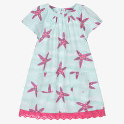 Hatley-Girls Blue & Pink Starfish Print Dress  | Childrensalon Outlet