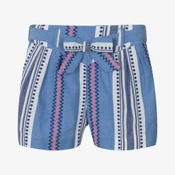 Hatley-Girls Blue Stripe Cotton Shorts | Childrensalon Outlet