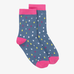 هاتلي-بوت واقي من المطر مطاط وجوارب لون أزرق للبنات | Childrensalon Outlet