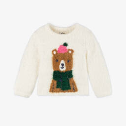 Hatley-بلوفر محبوك فلافي لون عاجي للبنات | Childrensalon Outlet