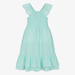 Hatley-Girls Green Gingham Seersucker Dress | Childrensalon Outlet