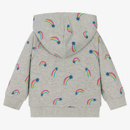 Hatley-Girls Grey Cotton Rainbow Zip-Up Hoodie | Childrensalon Outlet