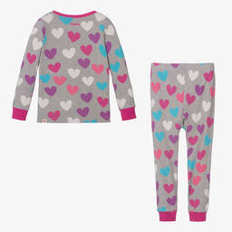 Hatley-Girls Grey Fun Hearts Cotton Pyjamas | Childrensalon Outlet