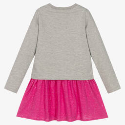Hatley-Girls Grey & Pink Cotton Unicorn Dress | Childrensalon Outlet