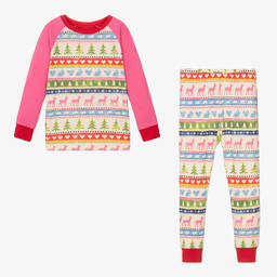 Hatley-Girls Ivory & Pink Cotton Fair Isle Pyjamas | Childrensalon Outlet