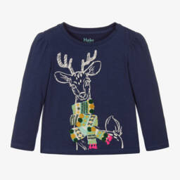 Hatley-Girls Navy Reindeer Tee | Childrensalon Outlet