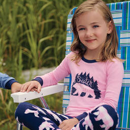 Little Blue House by Hatley-Girls Pink Bear Pyjamas | Childrensalon Outlet