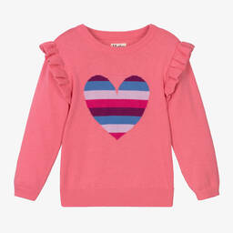 Hatley-Girls Pink Cotton Heart Sweater | Childrensalon Outlet